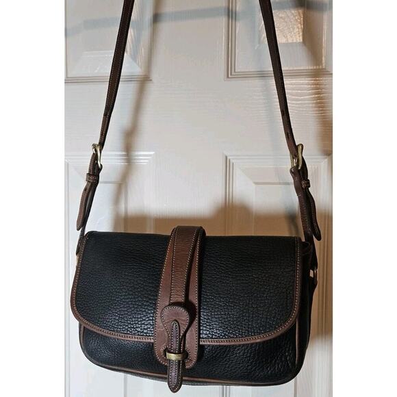 Dooney & Bourke Vintage Equestrian Shoulder Bag AWL Black & Brown 80s-90s - Picture 2 of 12